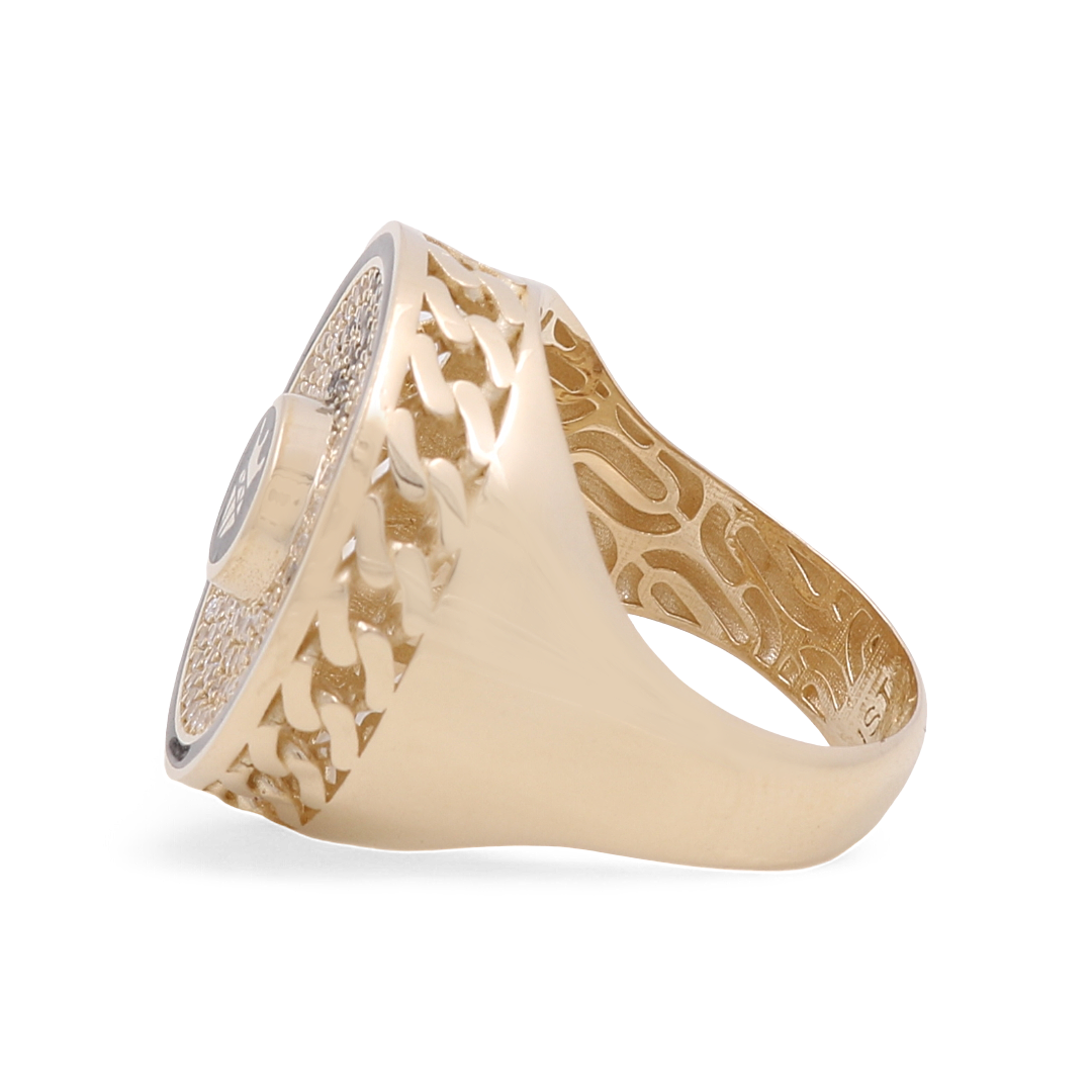 Anillo Mónaco para hombre en oro amarillo de 14 quilates / Circonita cúbica / Talla 8,5 / Peso: 7,3 gr / COMR4MON-7