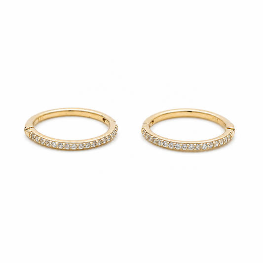 14K Yellow Gold Small Hoops Earrings with Cz / Size: Small / CK1-3