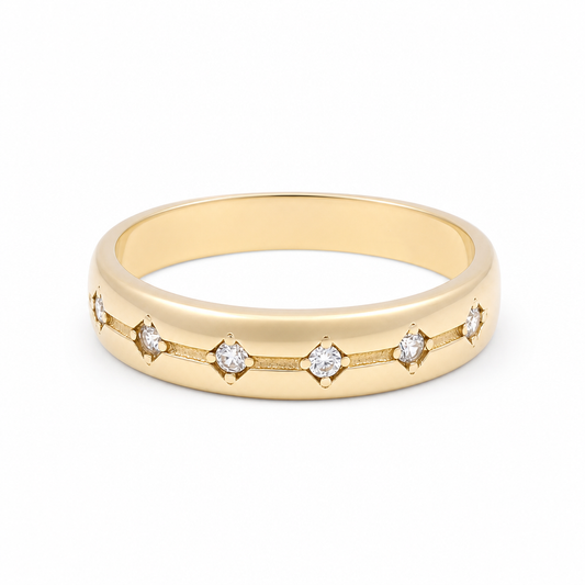 14K Yellow Gold Men’s Wedding Band / Stone: Cz / Size: 10 / Weight: 2.2 GR