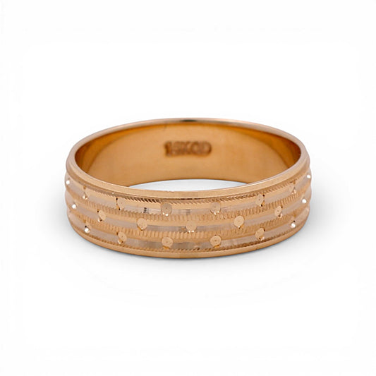 14K Yellow Gold Men’s Wedding Band with Design / Size: 10 / Weight: 4.3 GR