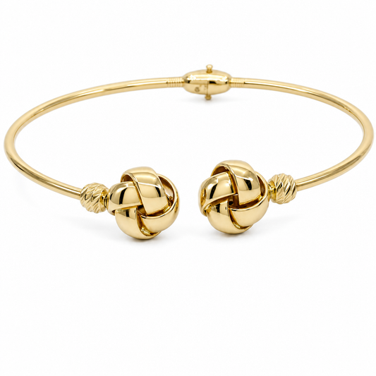 14K Yellow Gold Semisolid  Bangle Bracelet with Knots / Size: 17 / Weight: 6.1 GR / MGBB4ND