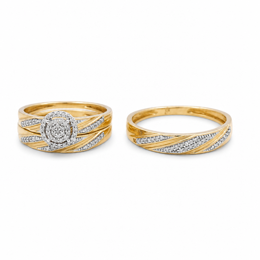 10k Yellow Gold Diamond Trio Set / Size: 7 / 10425