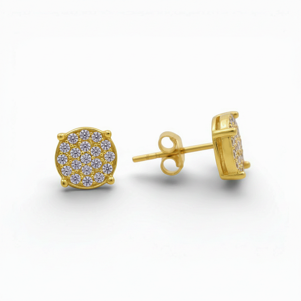 10K Yellow Gold Fashion Stud Earrings with Cz / Weight: 1.6 GR