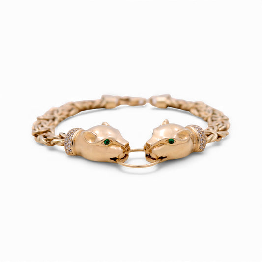 10K Yellow Gold Woman's Fashion Bracelet With Panther / Size: 7.5" / Weight: 15.5 GR / CCWB0PT