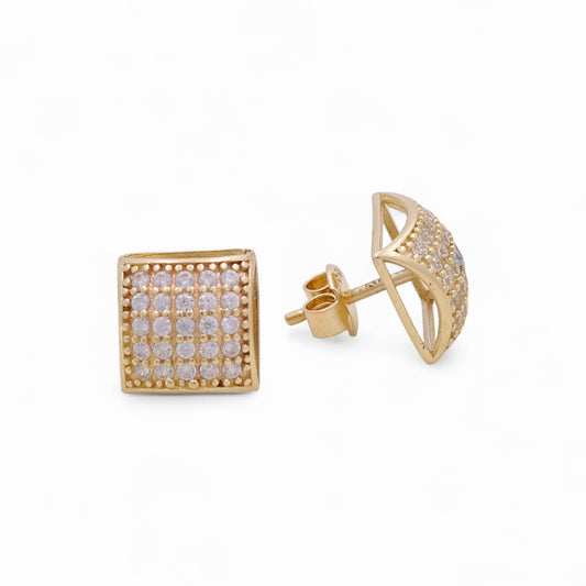 14K Yellow Gold Fashion Stud Earrings with Cz / Weight 2.1 GR / DOES4FS