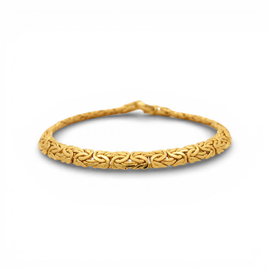 14K Yellow Gold Semisolid Byzantine Link Bracelet / Size: 7.5" / Weight: 6.5 GR / P10B-374