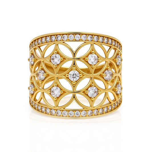 10K Yellow Gold Fashion Women's Ring with Cz / Size: 7.5 / Weight: 3.9 GR