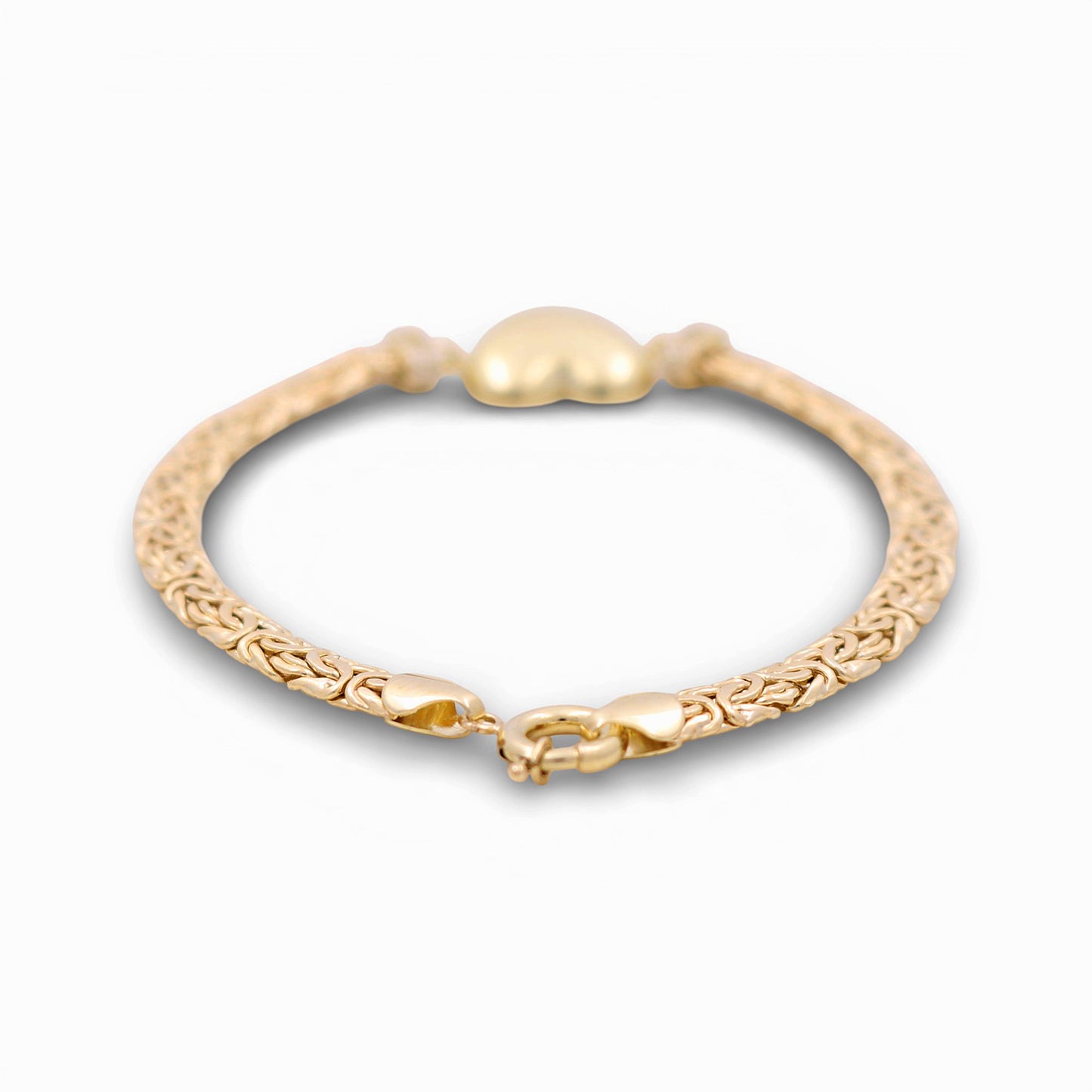 10K Yellow Gold Byzantine Link Women's Bracelet with Heart / Stone: Cz / Size: 7.5" / Weight: 5.8 GR / DQWB0BZHR-1