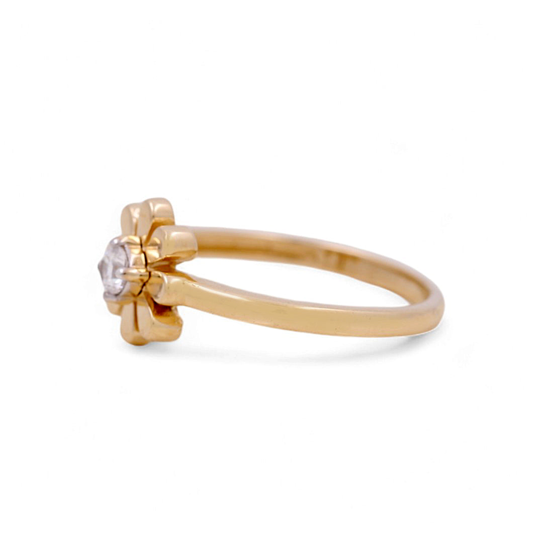 14K Yellow Gold Woman’s Flower Ring / Stone: CZ / Size: 6.5 / Weight: 2.2GR / IEEWR4FL-3