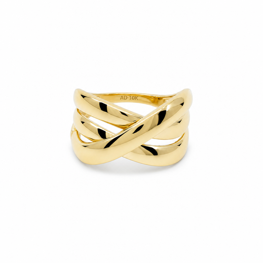 10K Yellow Gold Fashion Women's Ring  / Size:7.5 / Weight: 3.3 GR / P02R-980A