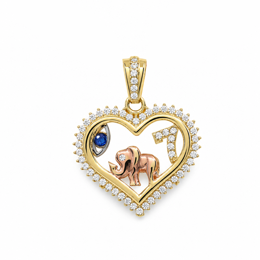 14K Yellow Gold Lucky Heart Pendant / Weight: 2.4 GR / P18P-422