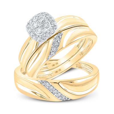 10K Yellow Gold Diamond Trio Sets / Size 7 and 10 / Stone: 1/3 CTW Diamond /159694