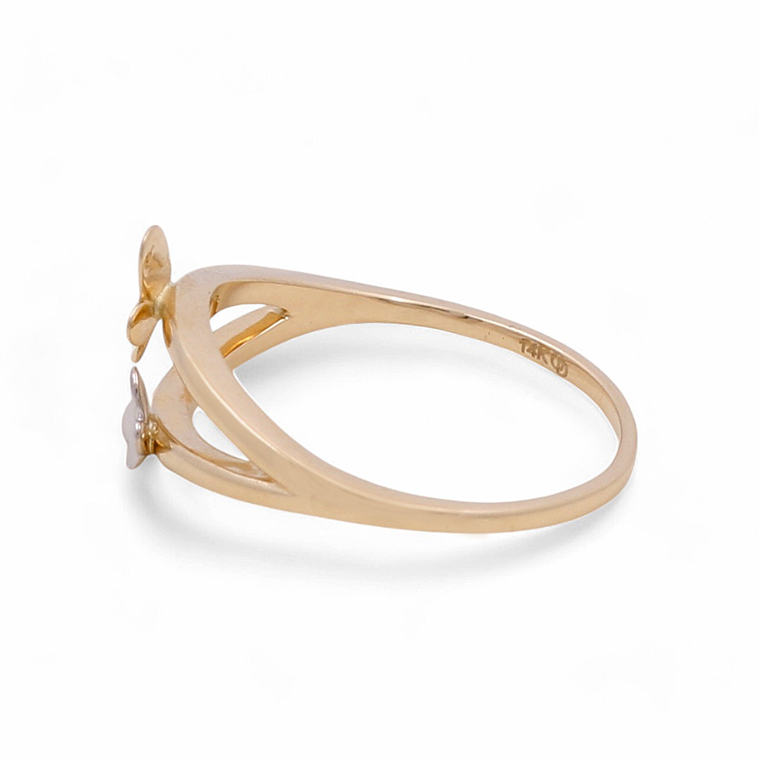 14K Two Tone Gold Women’s Butterfly Ring / Weight: 2.1 GR / COWRTT4BT