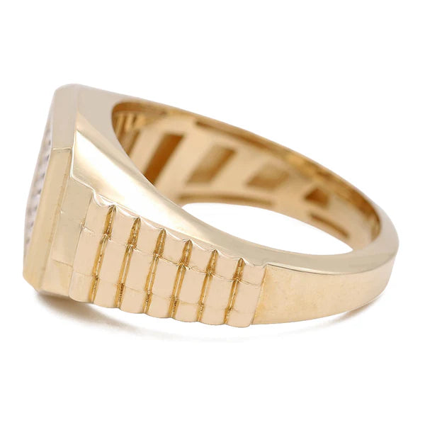 14k Yellow Gold Cuadrado Men's Ring with Cz / Size 10.5 / Weight 7.1g / COMR4SQCZ-3