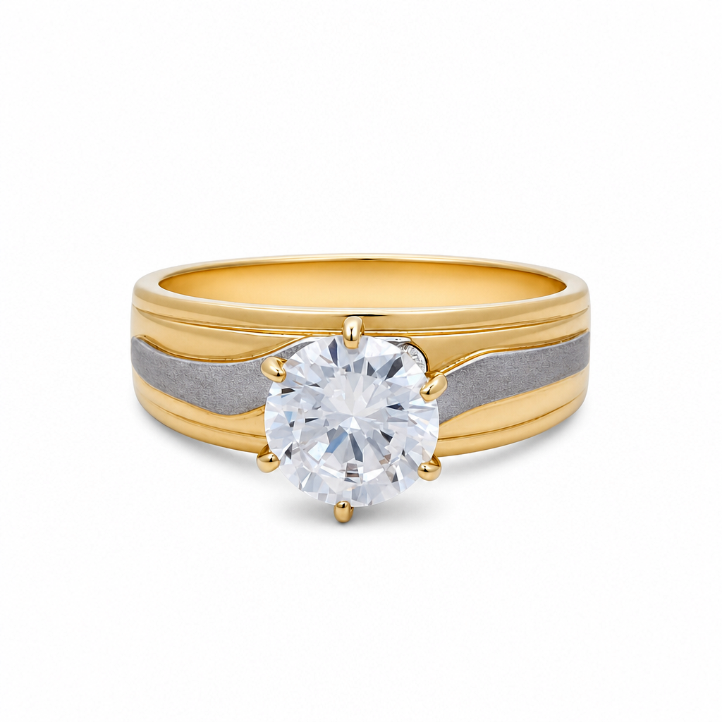 14K Yellow and White Women's Engagement Ring / Size: 6.5