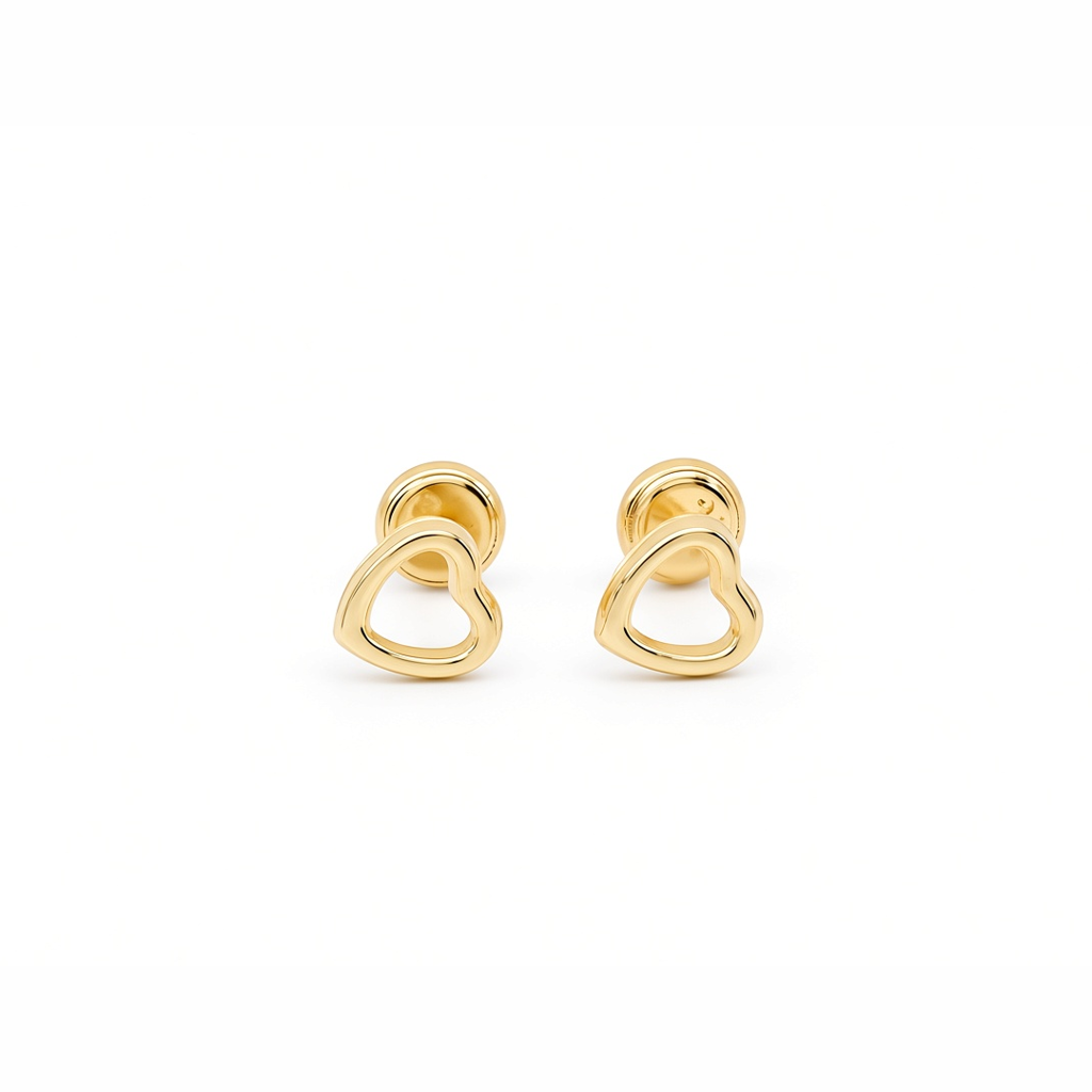 14K Yellow Gold Fashion Heart Stud Earrings / 6-A02701P6