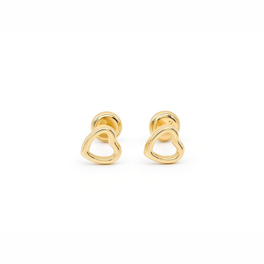 14K Yellow Gold Fashion Heart Stud Earrings / 6-A02701P6