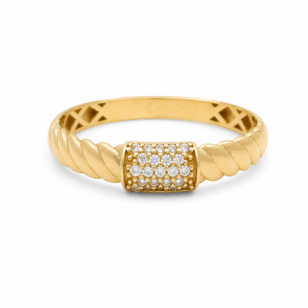 10K Yellow Gold Fashion Women's Ring with Cz / Size: 8 / Weight: 1.3 GR / DQWR0FS-84