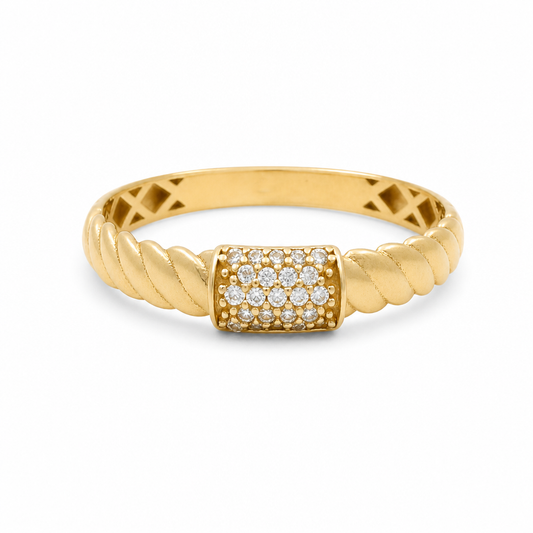 10K Yellow Gold Fashion Women's Ring with Cz / Size: 8 / Weight: 1.3 GR / DQWR0FS-84