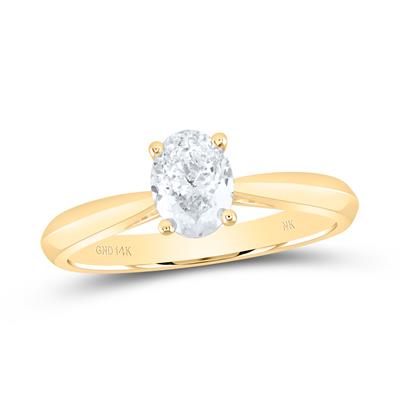 14K Yellow Gold Engagement Oval Solitary Ring With Diamond / Size: 7.5 / 182398