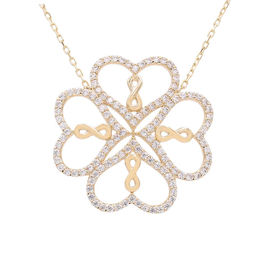 14K Yellow Gold Fashion Necklace with Heart and Infinity Pendant / Size: 17" / Weight: 3.7GR / Stone: Cz / CCNK4HRIF