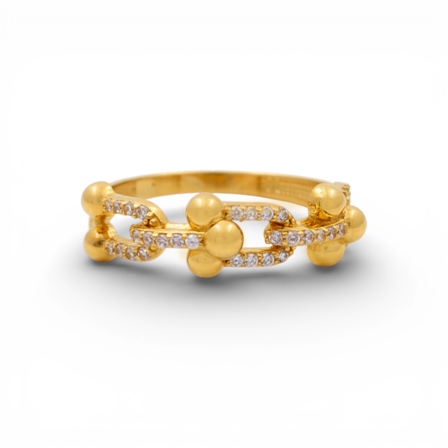 10K Yellow Gold TT Women's Ring with Cz / Size: 7.5 / Weight: 2 GR / DQWR0TT