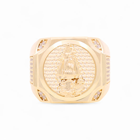 10K Yellow Gold Virgen de la Caridad Men's Ring with Cz / Size: 11 / Weight: 9.8 GR / 711-99999