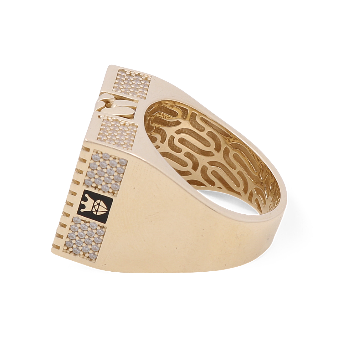 14K Yellow Gold Men’s Fashion Ring / CZ / Size 8 / Weight: 9.3 GR / COMR4MON-6