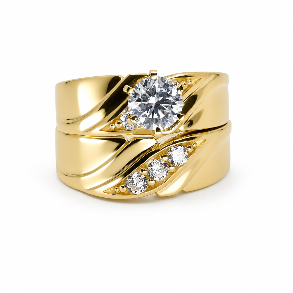 14K Yellow Gold Women’s Bridal Set / Stone: Cz / Size: 7.5 / Weight: 9.6 GR / KEEWR4BS-49