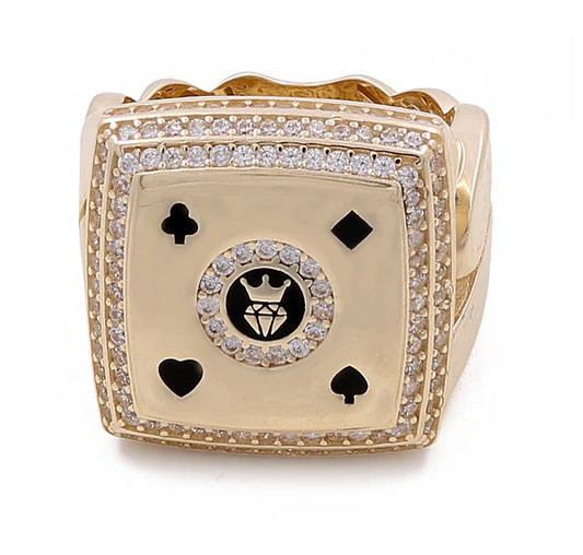 14k MONACO Men's Ring with Cz / Size: 9  / Weight: 9.4 GR / COMR4MON