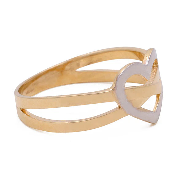 14k Two Tone Heart Women Ring / Weight: 2.3 GR / COWRTT4HR