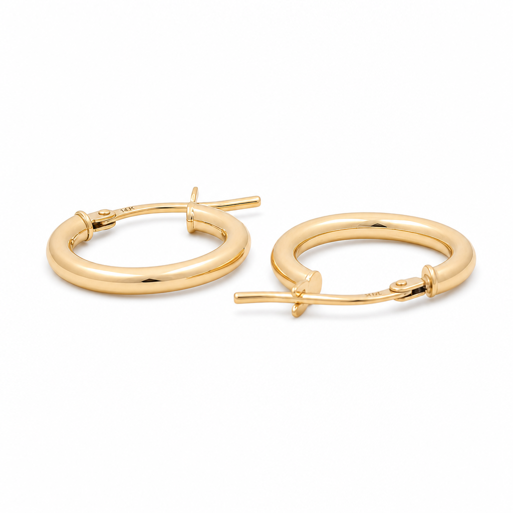 14K Yellow Gold Fashion Plain Hoops Earrings / Size: 2.5mm 20 mm / Weigth:1.3 GR / 240-00318