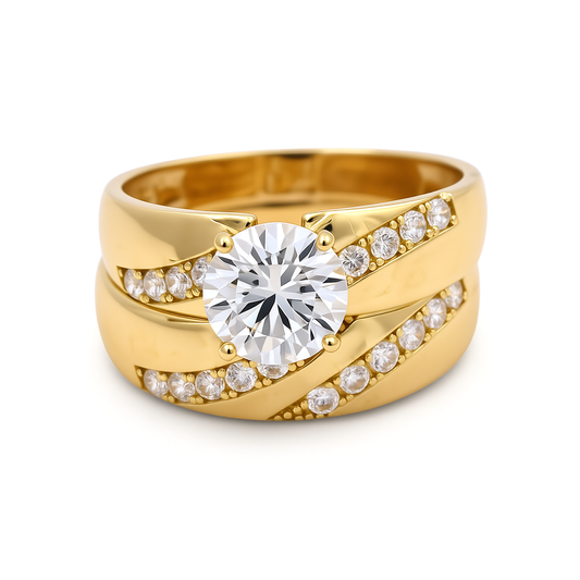 14K Yellow Gold Women’s Bridal Set / Stone: Cz / Size: 7.5 / Weight: 6.2 GR / DEEWR4BS-6