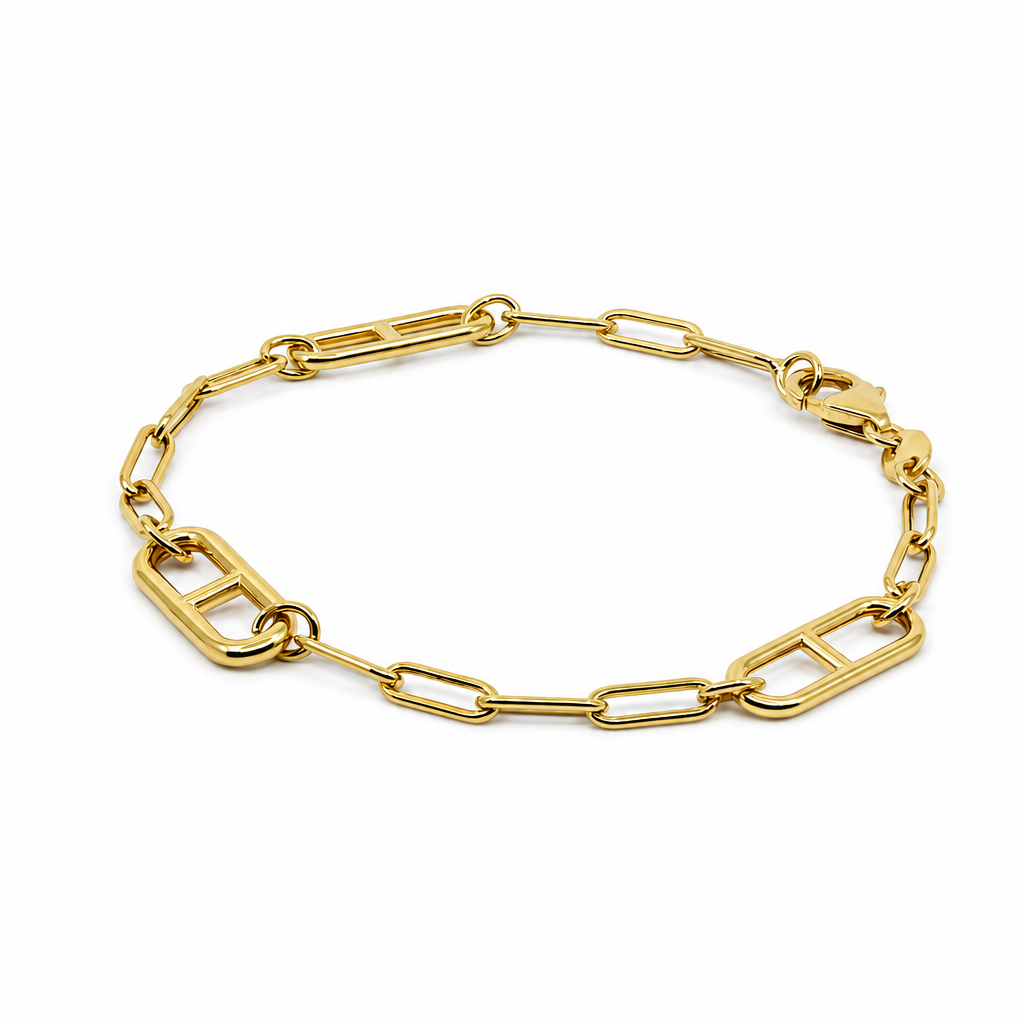 14K Yellow Gold Paper Clip Women's Bracelet / Size: 7'' / Weight: 4.8 GR / CXWB4PC-7