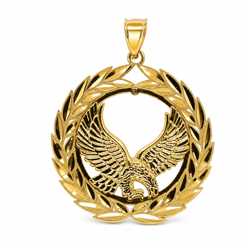 14K Yellow Gold Medal Eagle Pendant / Size: 32MM / Weight: 5.8 GR / BEEPD4EG