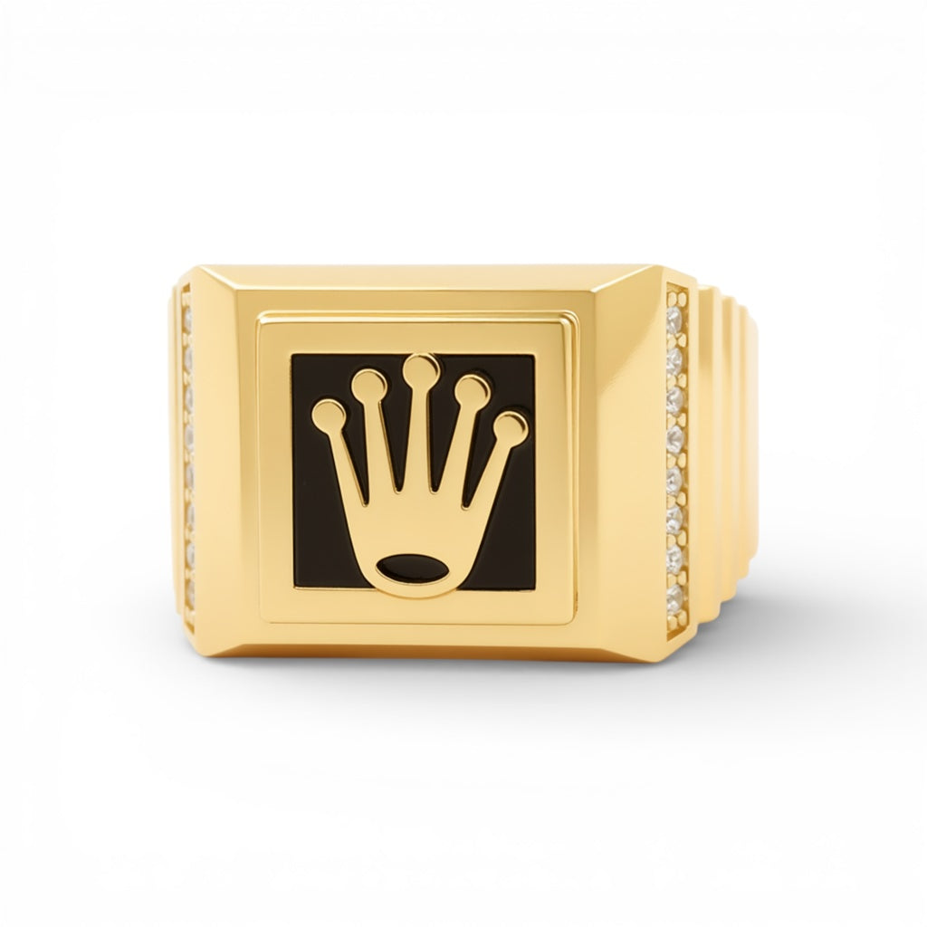 14K Yellow Gold Fashion Men's Ring with Cz / Size: 10.5 / Weight: 6.8 GR