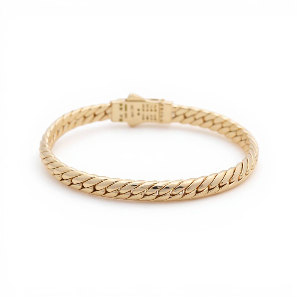 10K Yellow Gold Women's Fashion Cuban Link Bracelet with Cz / Size: 7" / Weight: 9.1GR / P10S-125