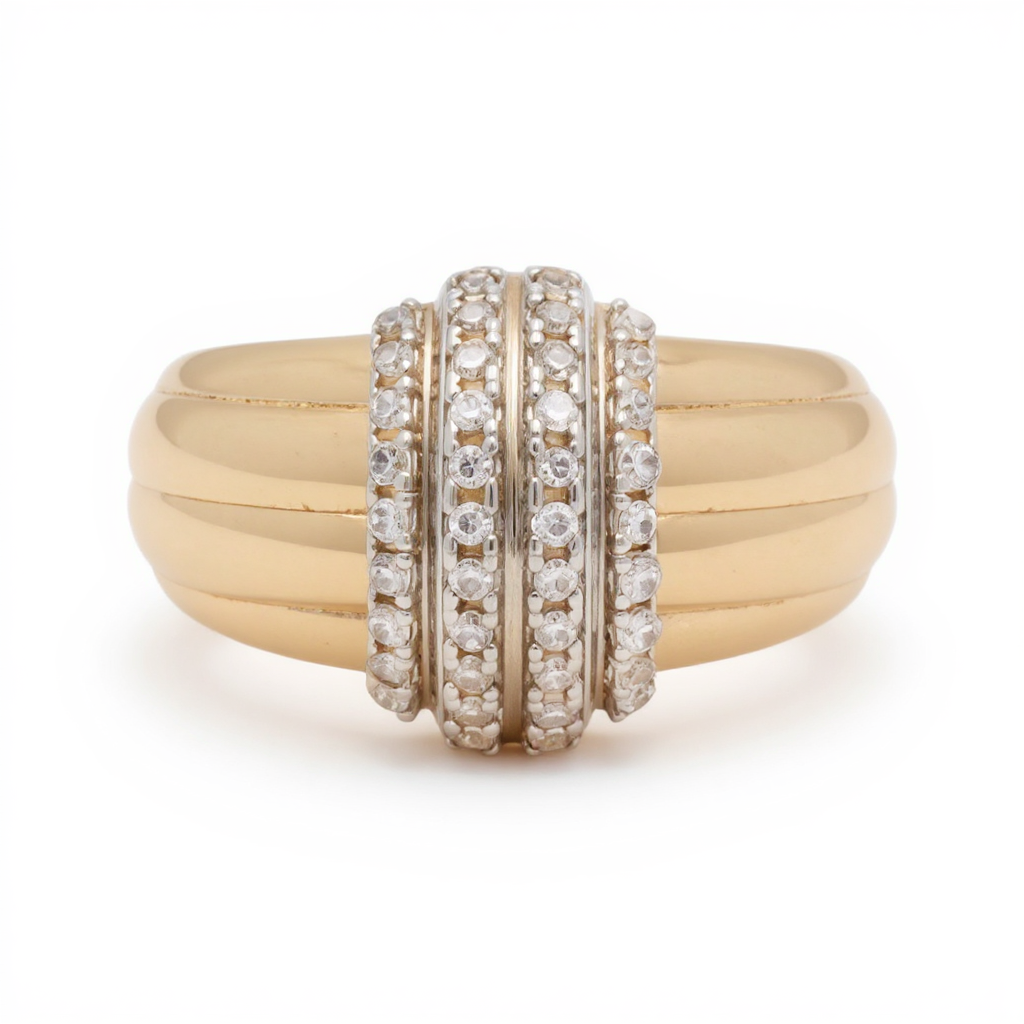 14K Yellow Gold Fashion Women's Ring with Cz / Size 9 / Weight: 3.7 GR / DOWR4FS-10