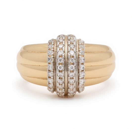 14K Yellow Gold Fashion Women's Ring with Cz / Size 9 / Weight: 3.7 GR / DOWR4FS-10