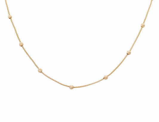 10K Yellow Gold Fashion Link Necklace with Diamond Cut Balls / Size: 18” / Weight: 3.8 GR