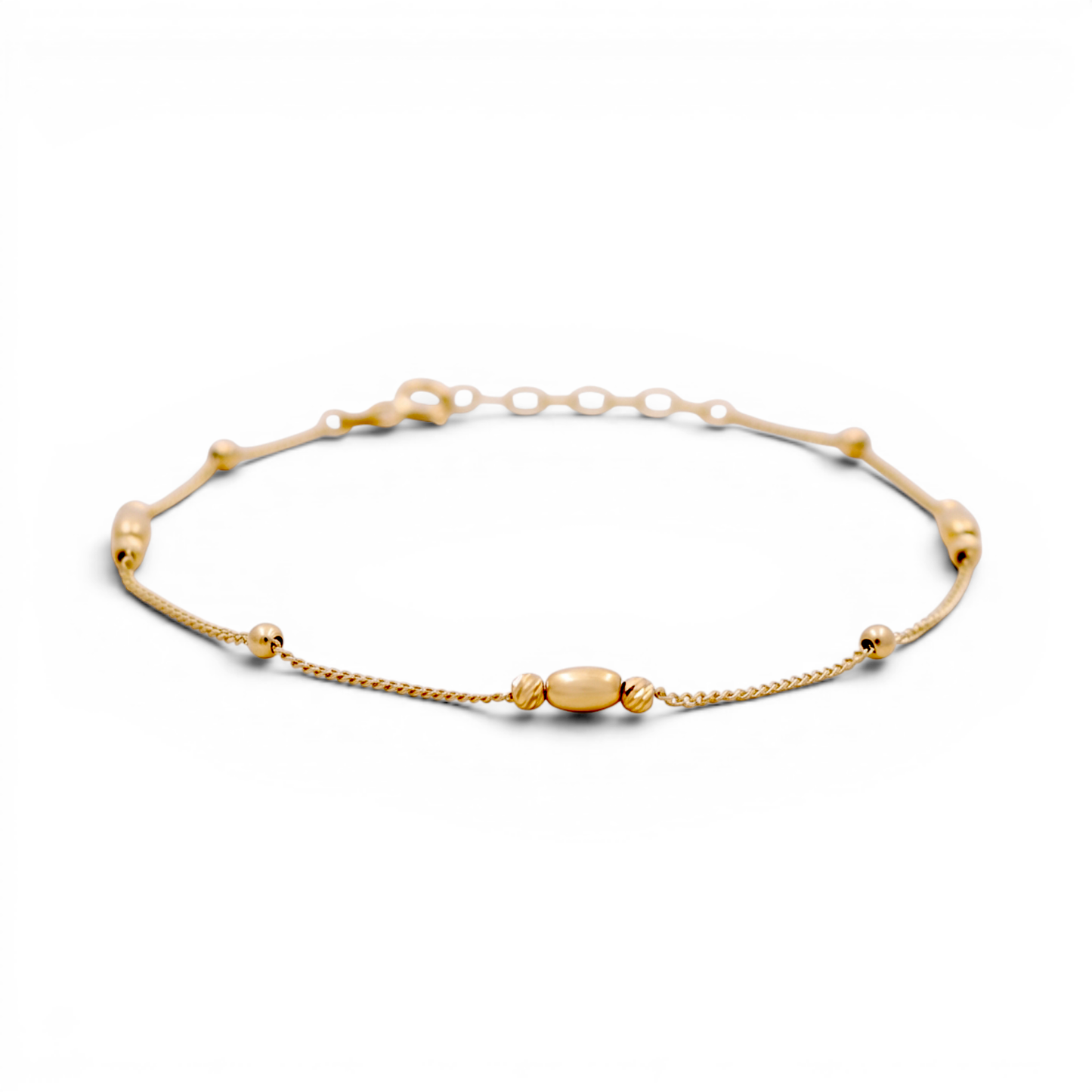 10K Yellow Gold Fashion Link Bracelet with Balls / Size: 7” / Weight: 1.2 GR / DQWB0BLL-4