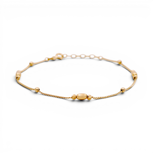 10K Yellow Gold Fashion Link Bracelet with Balls / Size: 7” / Weight: 1.2 GR