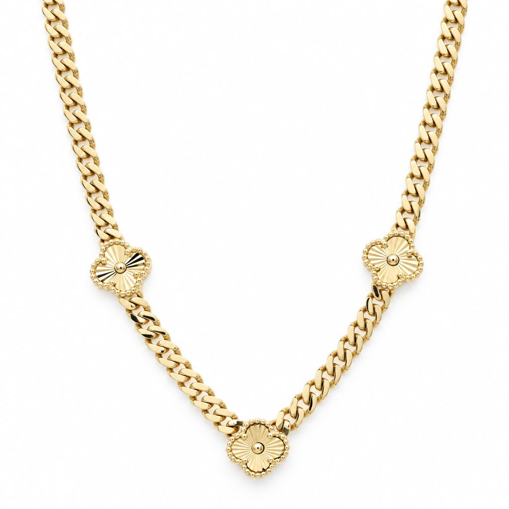 10K  Yellow Gold Monaco Necklace with Clover / Size: 18'' / Weight: 20.6gr / DONK0MONCLV