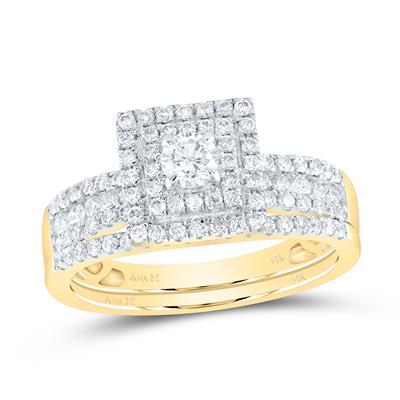 14K Yellow Gold Women’s Diamond Bridal Set Ring / Carat: 0.87Ct 0.20Ctw / Size 6.5