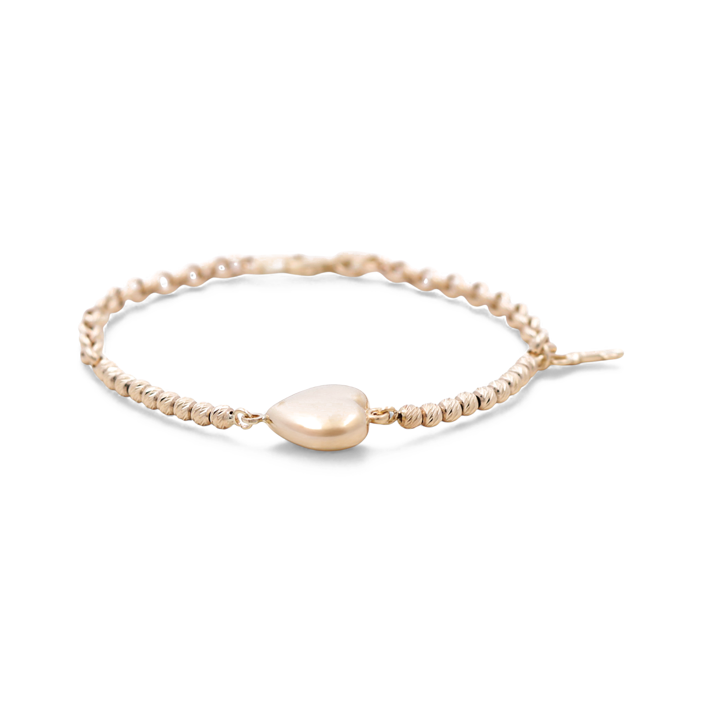 14K Yellow Gold Fancy Heart with Key Women's Bracelet / Size: 7.5" / Weight: 4.5 GR / ICWB4HR-3