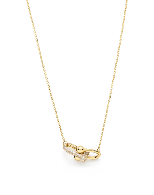 14K Yellow Gold Fashion TT Women's Necklace with Cz / Size: 18" / Weight: 4.9 GR / P10N-464