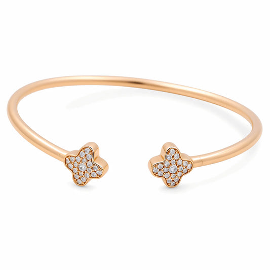 10K Yellow Gold Semisolid Fashion Women’s Bangle Bracelet w/clover Weight: 6.0 GRGR P23B-1369