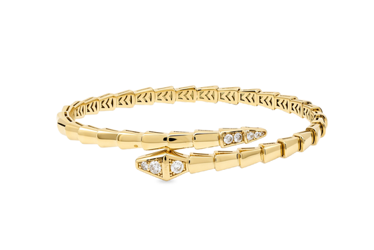 10K Yellow Gold Fashion BV Bangle Bracelet with Cz / Size: 18 / Weight: 9.8 GR / P23B-1650