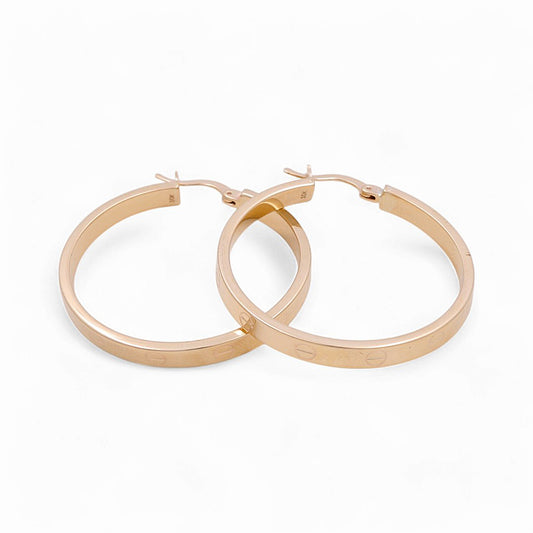 10K Yellow Gold Fashion CT Hoops Earrings / Size: 4mm X 34mm / Weight: 5 GR / KOEH0CT4x34