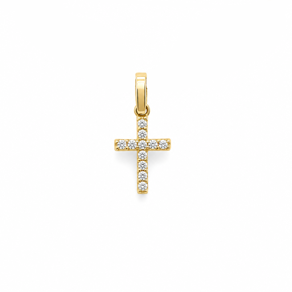 14K Yellow Gold Cross Pendant with Cz Stone / Weight: 0.6 GR / P53P-4107